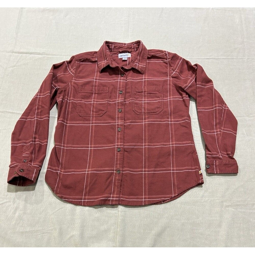 Carhartt Women's Rugged Flex Fit Flannel Long Sleeve Redwood Size Large B14